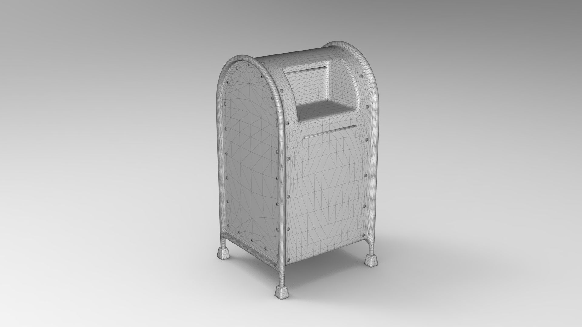 Mailbox metal mail box on wheels Low-poly 3D model_5