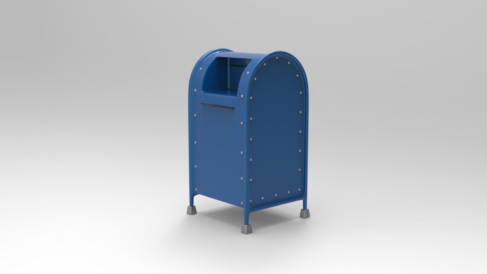 Mailbox metal mail box on wheels Low-poly 3D model_1