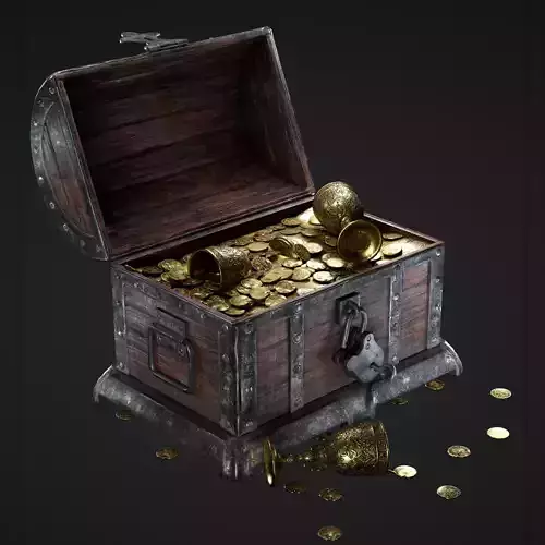 Treasure Chest and Chalice Low-poly 3D model
