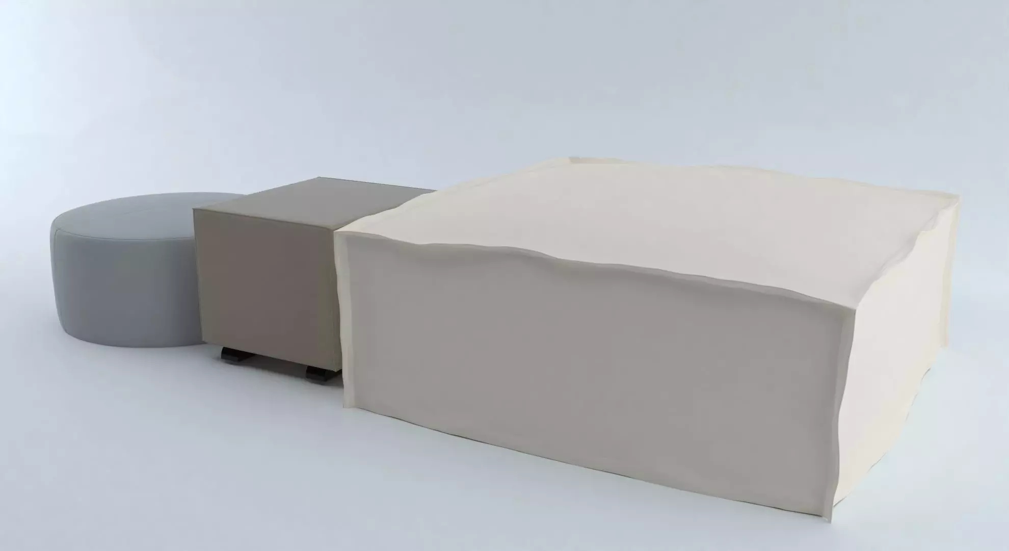 Pouff Collection box and two ottomans Free 3D model