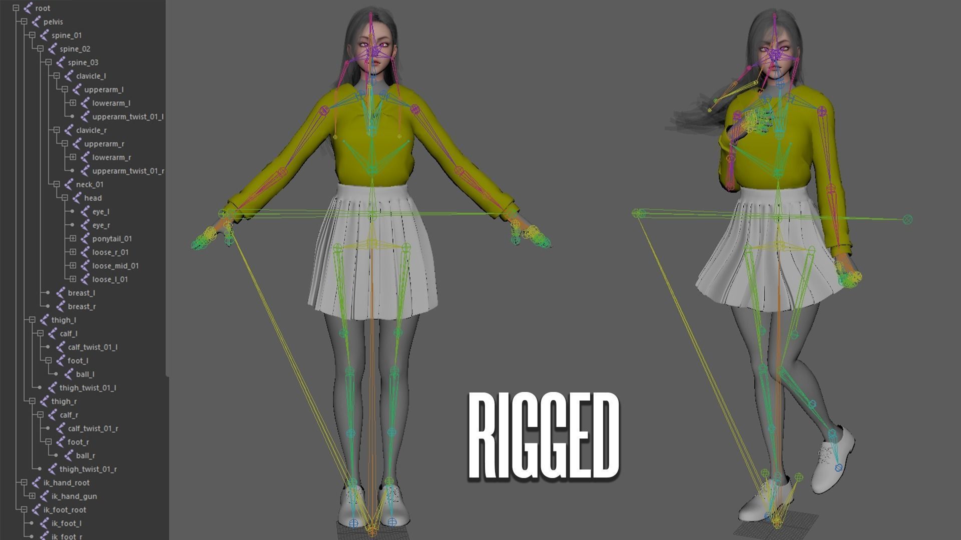 School Girls - Game Ready Low-poly 3D model_12