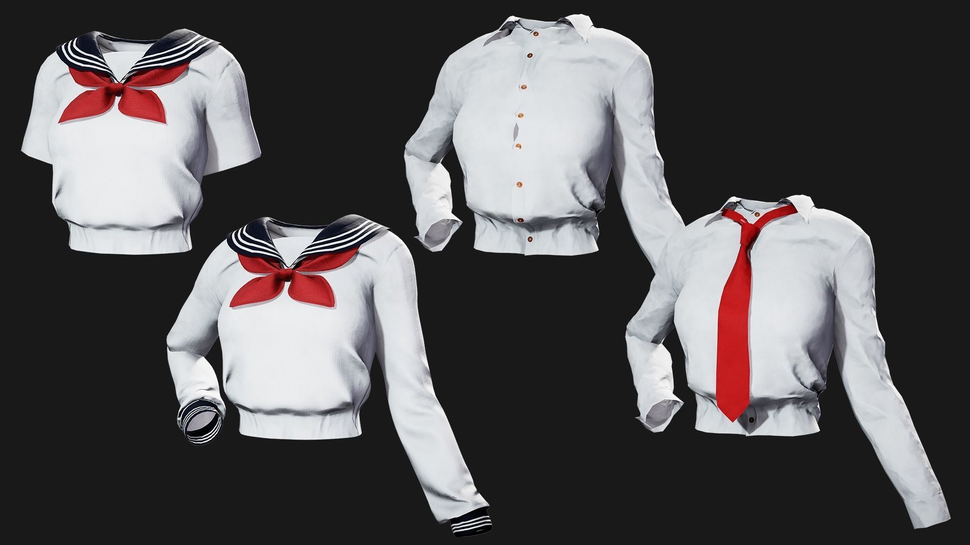 School Girls - Game Ready Low-poly 3D model_10