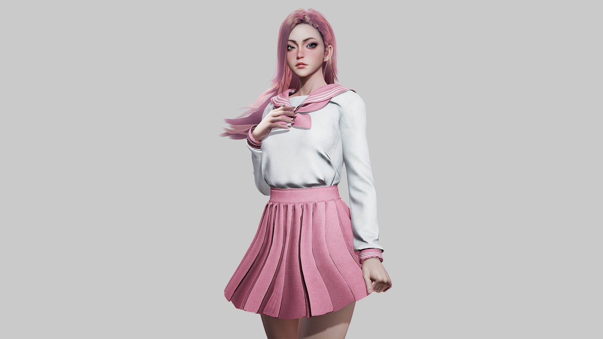 School Girls - Game Ready Low-poly 3D model_17