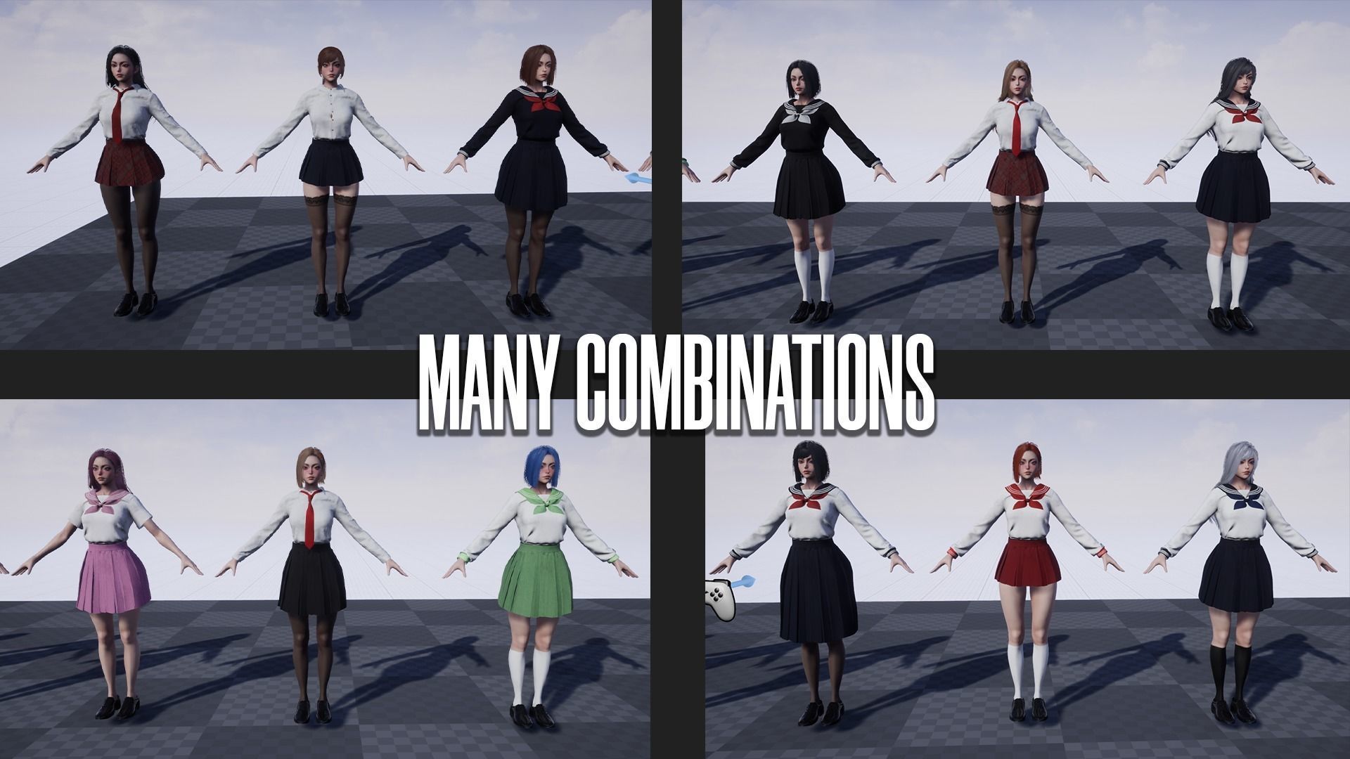 School Girls - Game Ready Low-poly 3D model_15