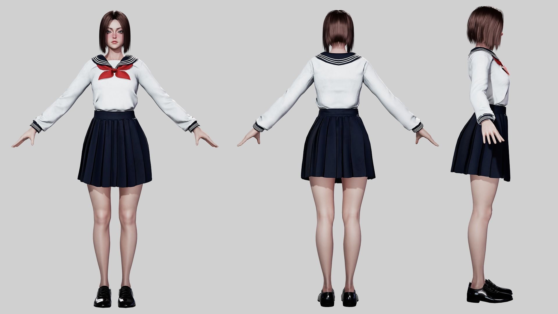 School Girls - Game Ready Low-poly 3D model_6