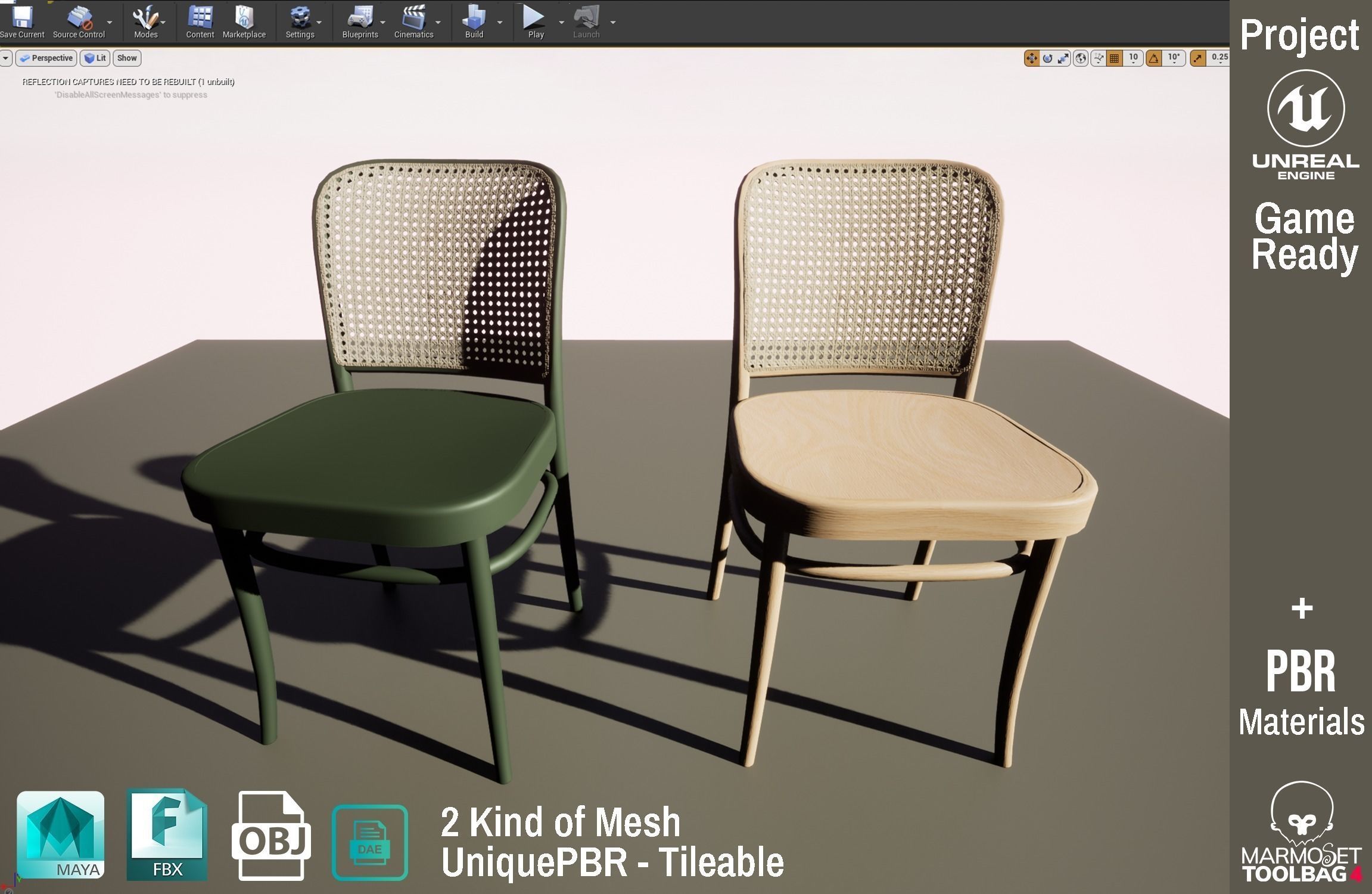 Ton Chair 811 Light Wood Design PBR - Lumion - UE4 Low-poly 3D model_4