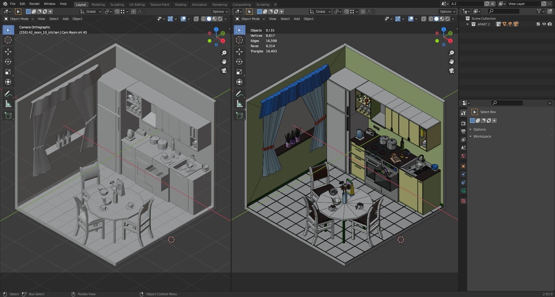 Simple apartment interiors pack 2 Low-poly 3D model_3