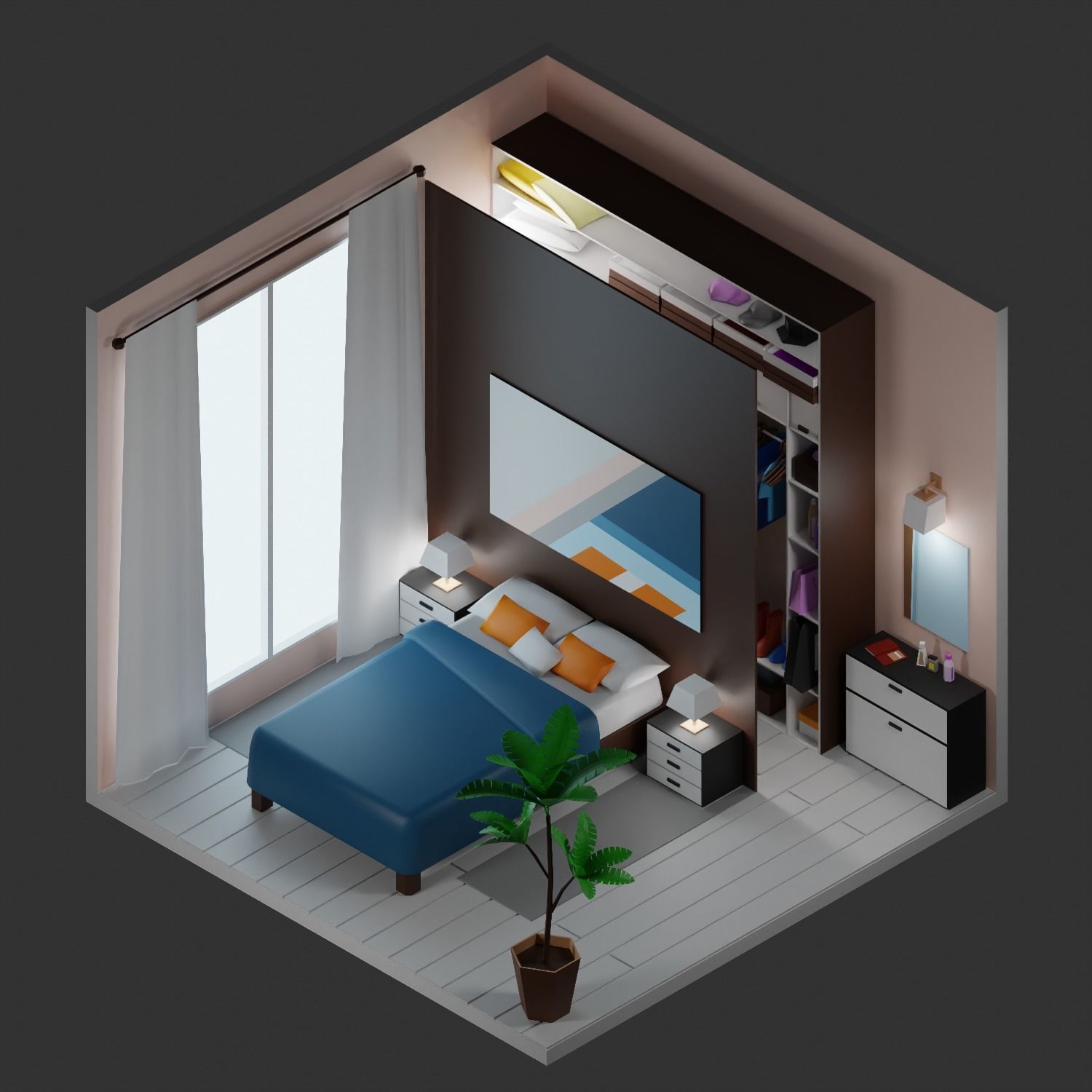 Simple apartment interiors pack 2 Low-poly 3D model_8