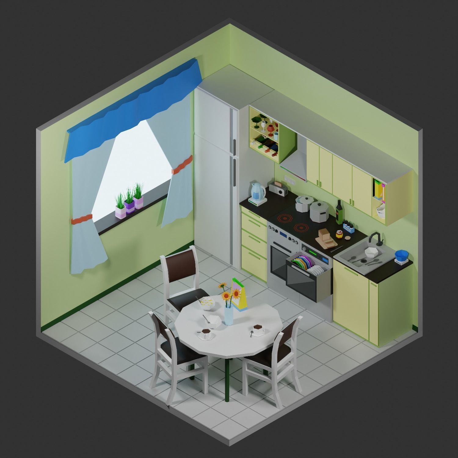 Simple apartment interiors pack 2 Low-poly 3D model_2