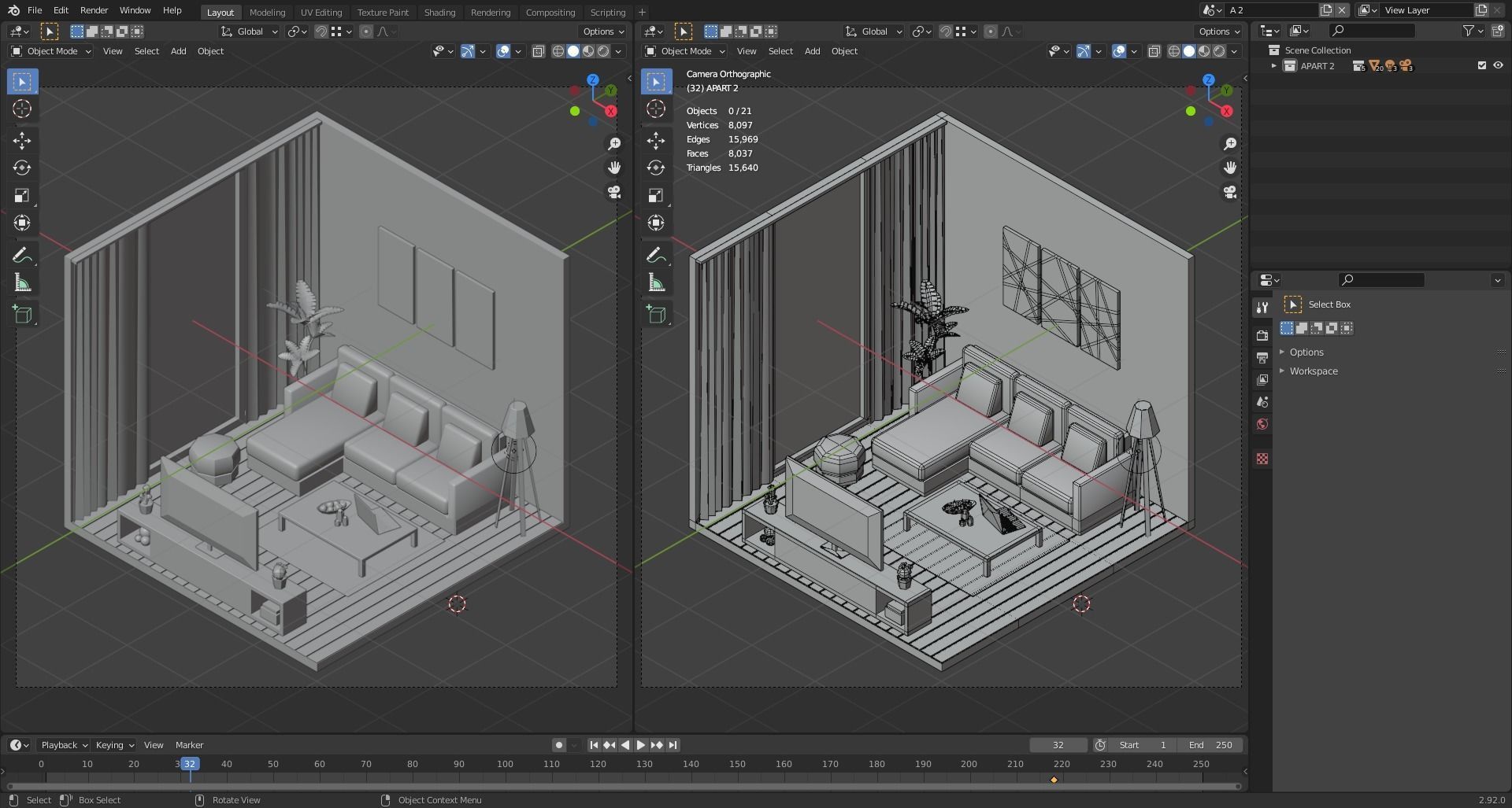 Simple apartment interiors pack 2 Low-poly 3D model_11