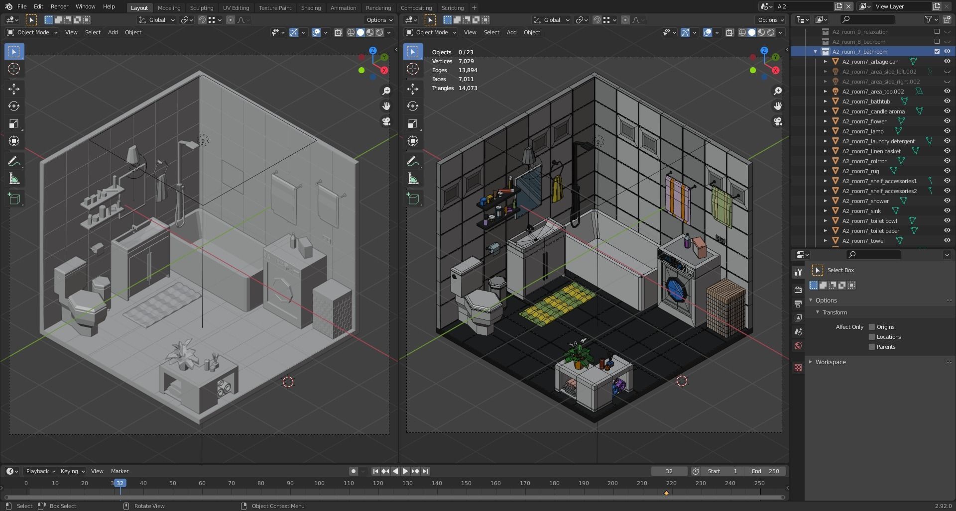 Simple apartment interiors pack 2 Low-poly 3D model_7