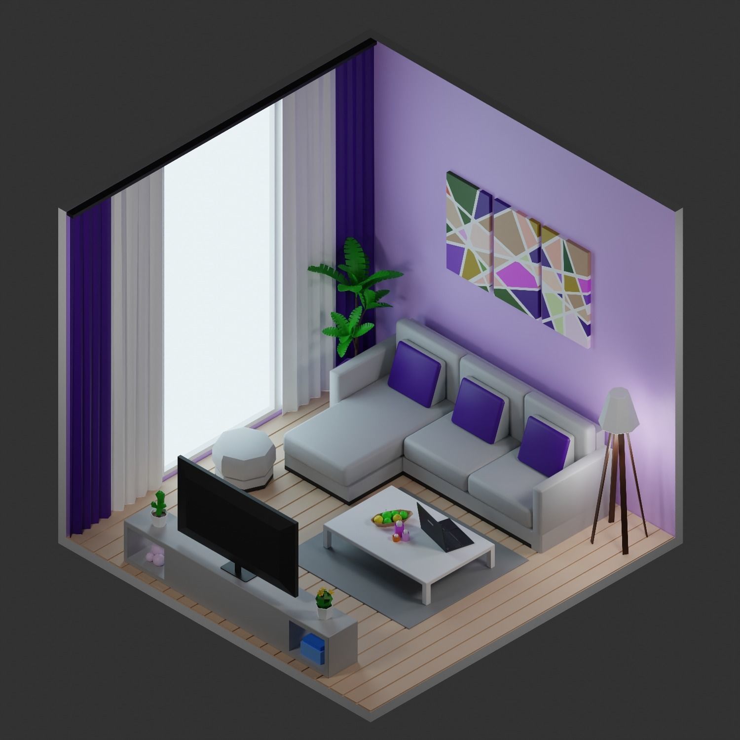 Simple apartment interiors pack 2 Low-poly 3D model_10