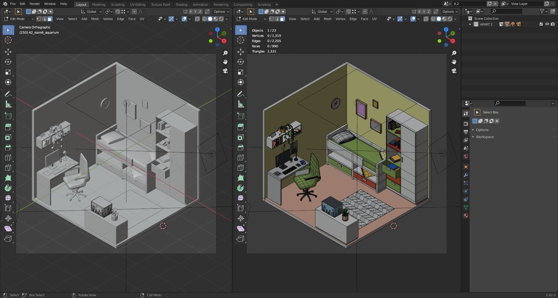 Simple apartment interiors pack 2 Low-poly 3D model_5