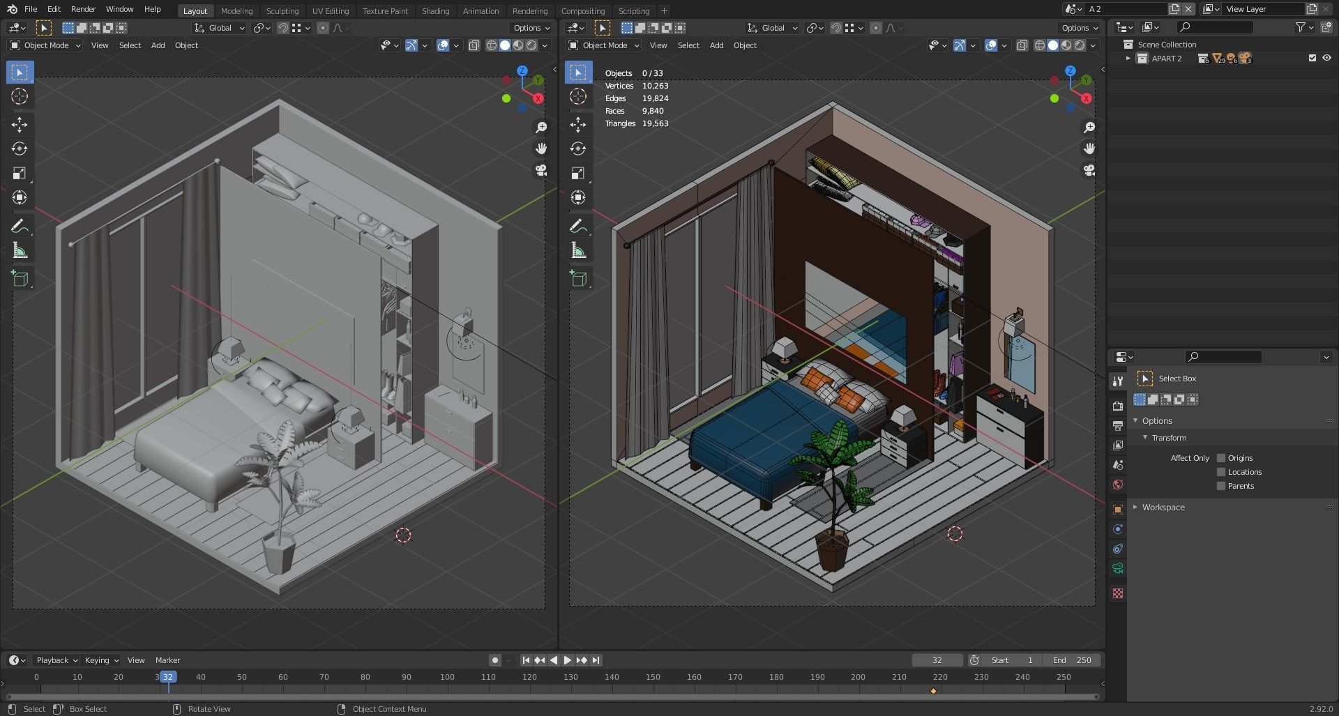 Simple apartment interiors pack 2 Low-poly 3D model_9