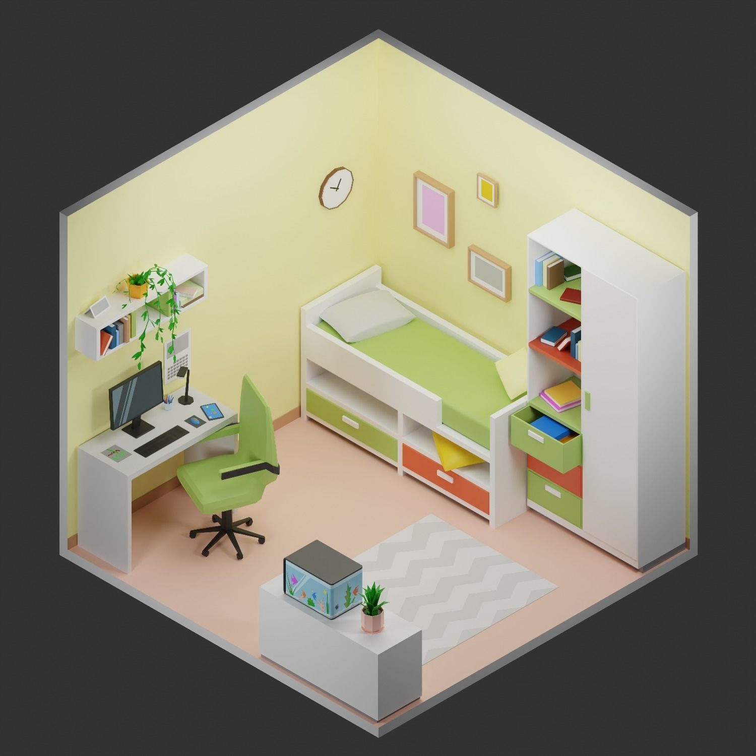 Simple apartment interiors pack 2 Low-poly 3D model_4