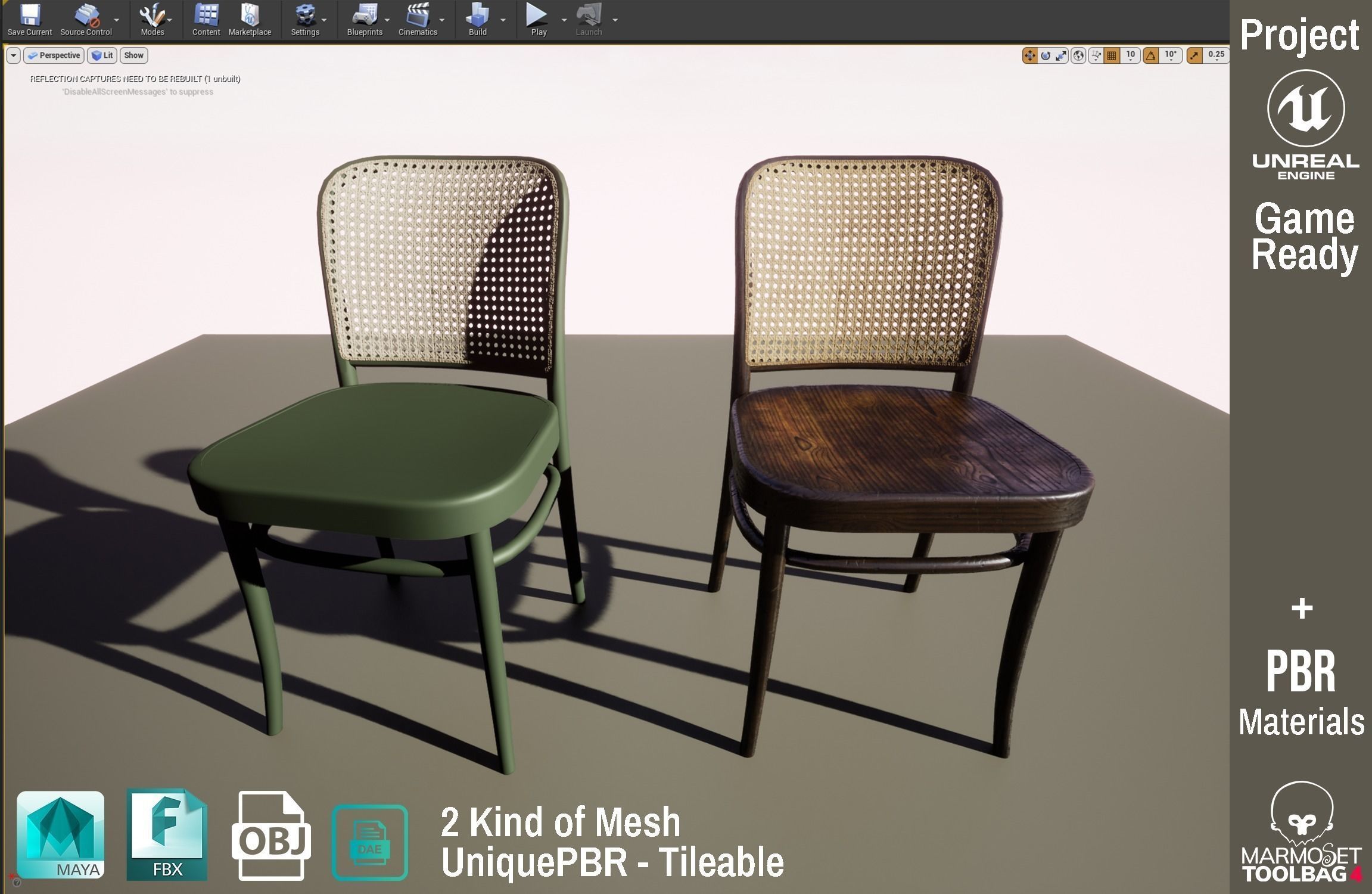 Ton Chair 811 Old wood Design PBR - Lumion - UE4 Low-poly 3D model_4