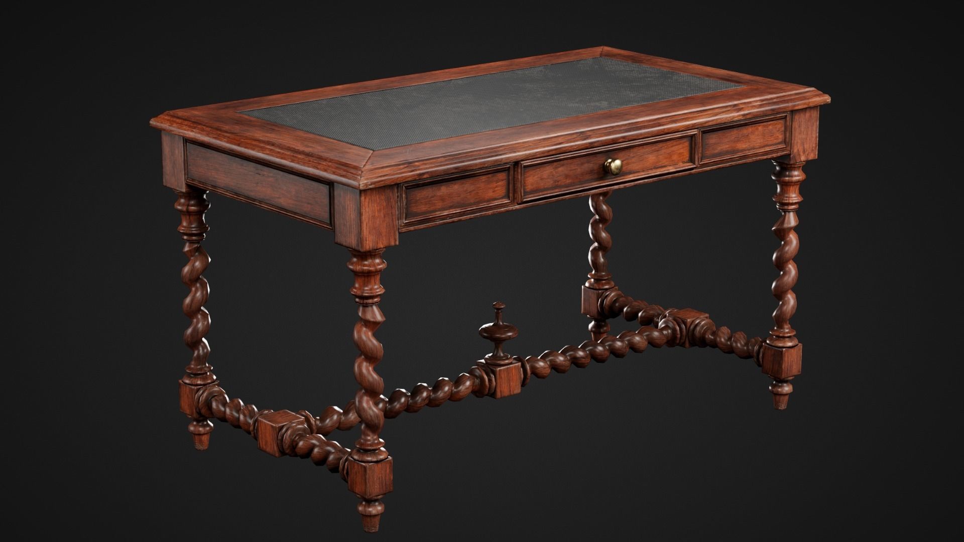 Wooden Desk Low-poly 3D model_1