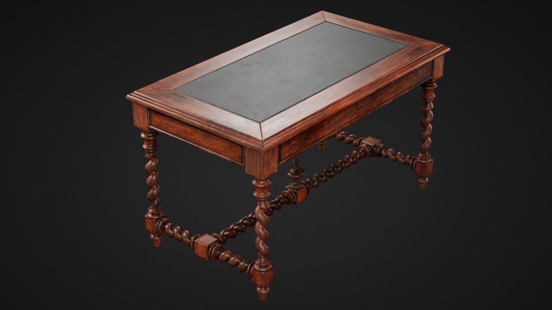 Wooden Desk Low-poly 3D model_3