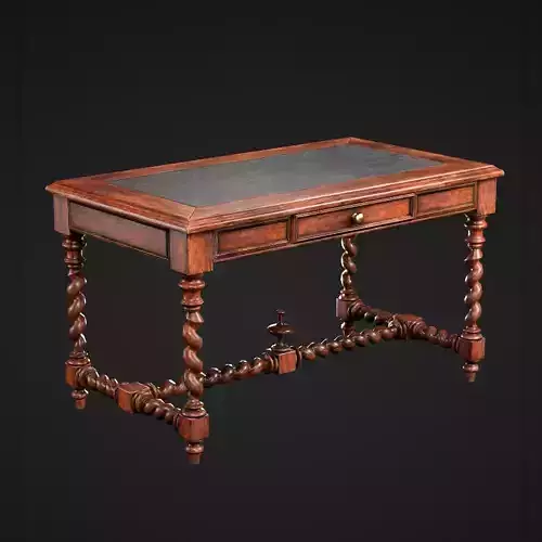 Wooden Desk Low-poly 3D model