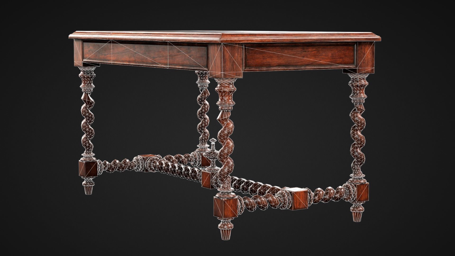 Wooden Desk Low-poly 3D model_6