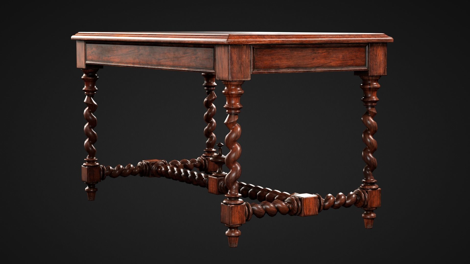 Wooden Desk Low-poly 3D model_5