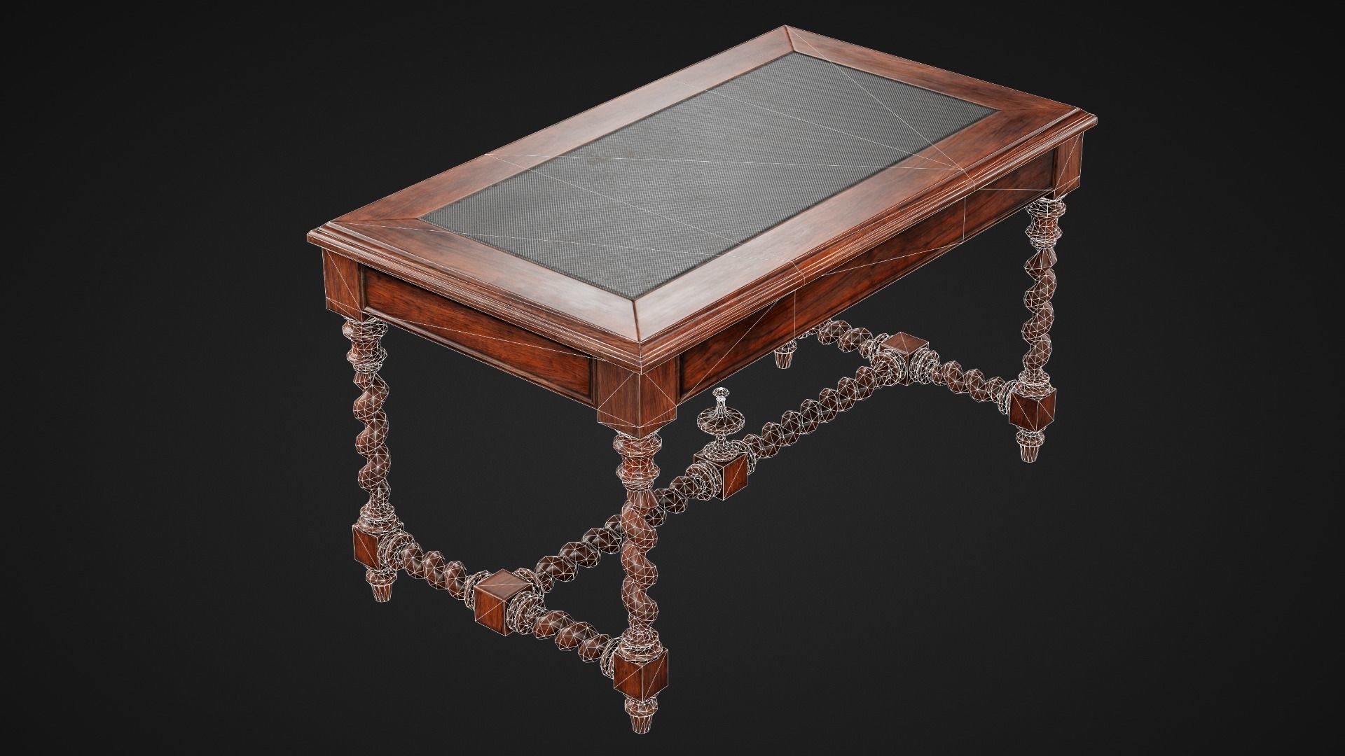 Wooden Desk Low-poly 3D model_4
