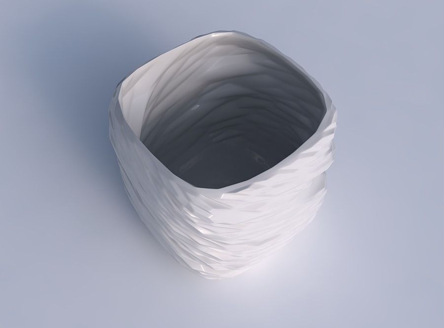 Vase quadratic stumpy with twisted rocky bulges 3D print model_1
