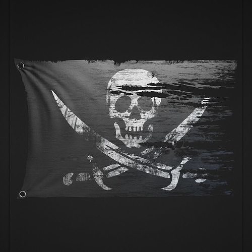 Pirate Flag Low-poly 3D model
