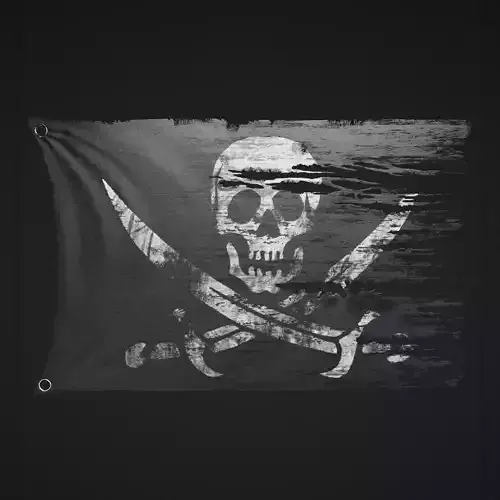 Pirate Flag Low-poly 3D model