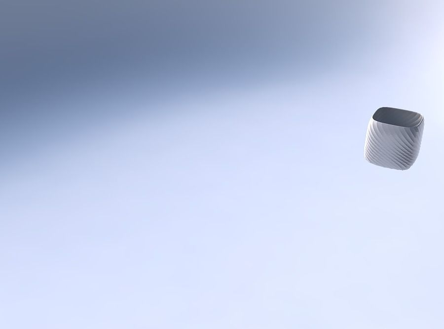 Vase quadratic stumpy with twisted diagonal grid pattern 3D print model_3