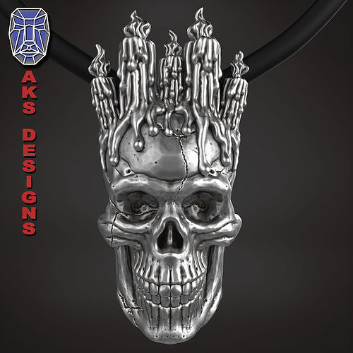 skull Pendant jewelry Halloween candle skull 1  3D print model