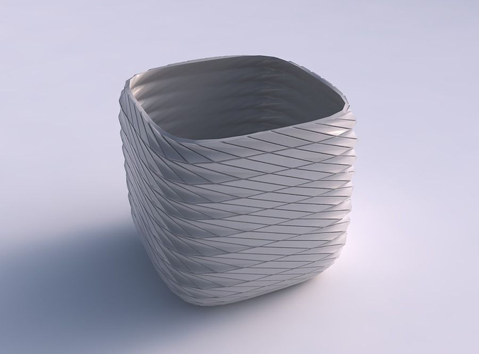 Vase quadratic stumpy with twisted grid plates