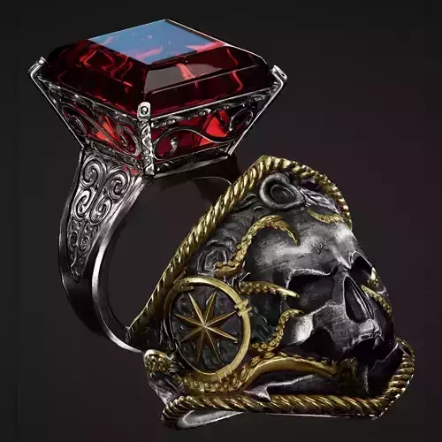 Rings garnet ring Low-poly 3D model