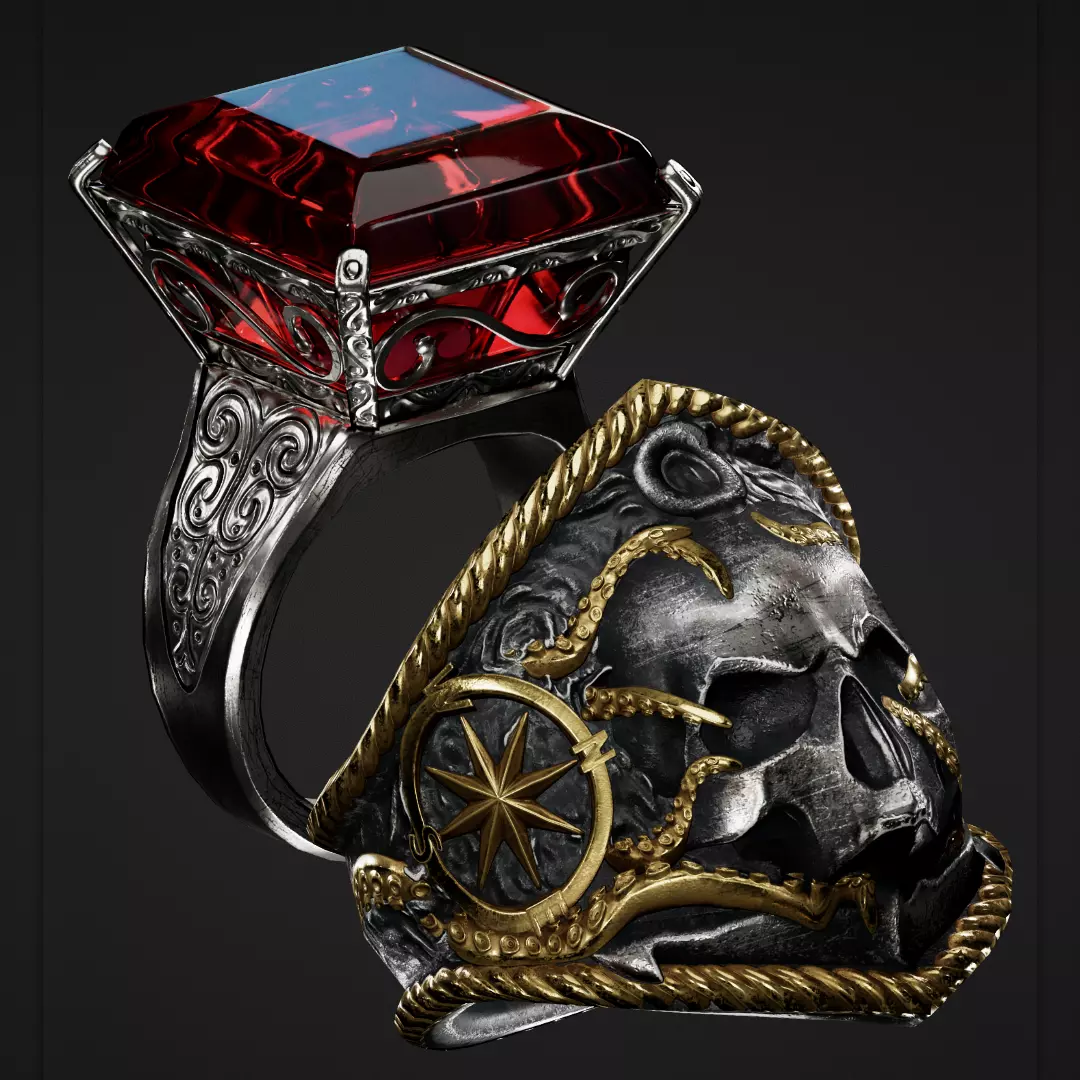 Rings garnet ring Low-poly 3D model_0