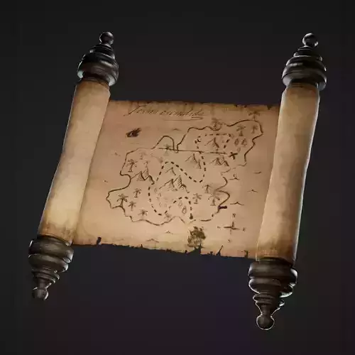 Pirate Map and Scrolls Low-poly 3D model