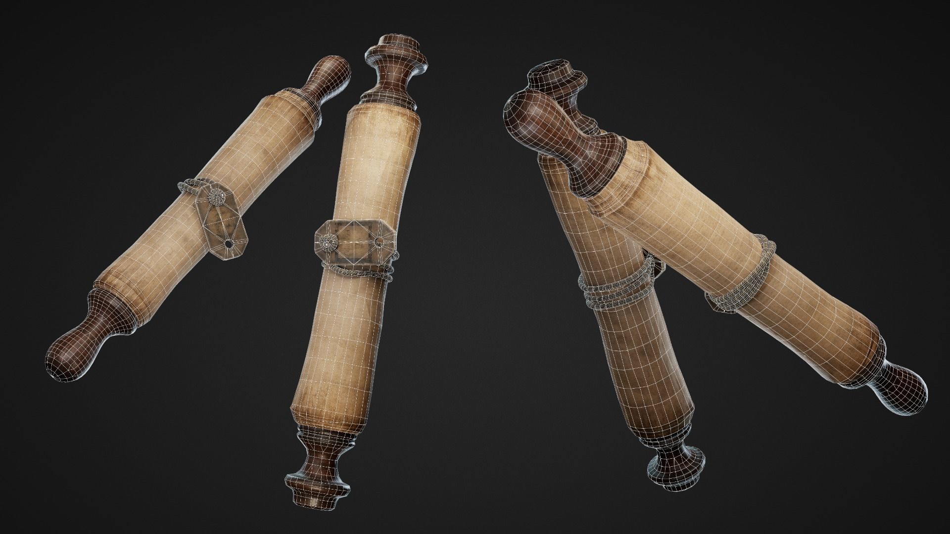 Pirate Map and Scrolls Low-poly 3D model_4
