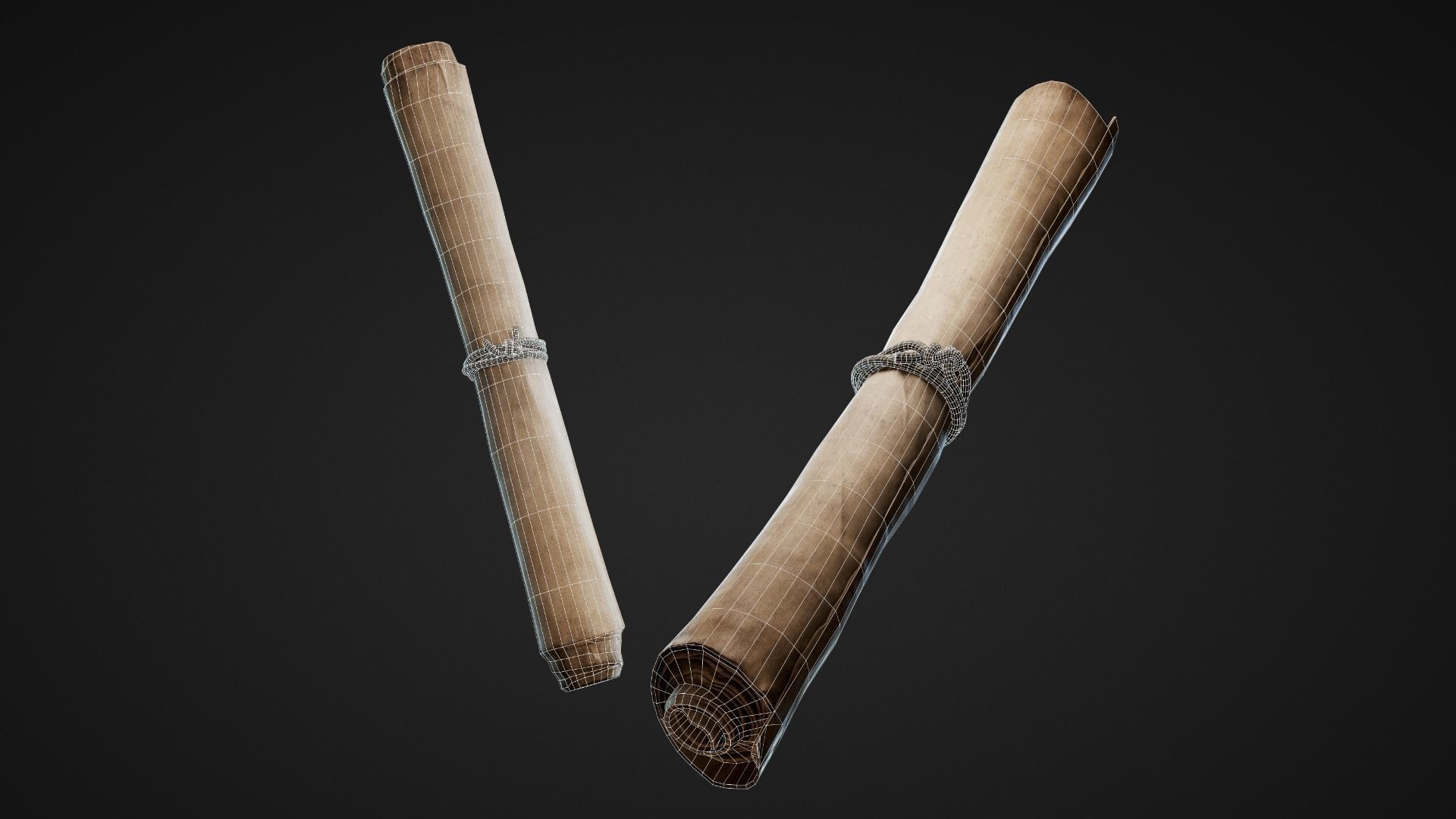 Pirate Map and Scrolls Low-poly 3D model_10