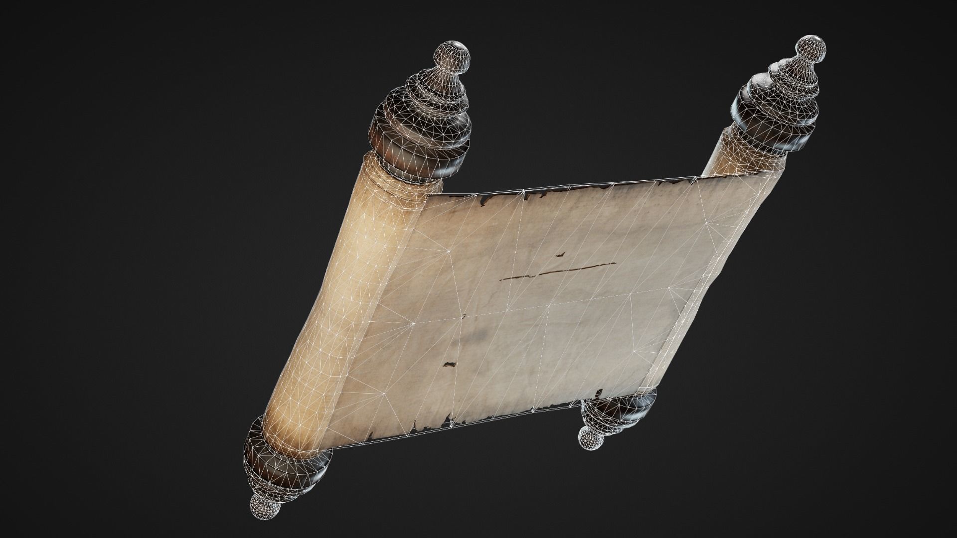 Pirate Map and Scrolls Low-poly 3D model_6