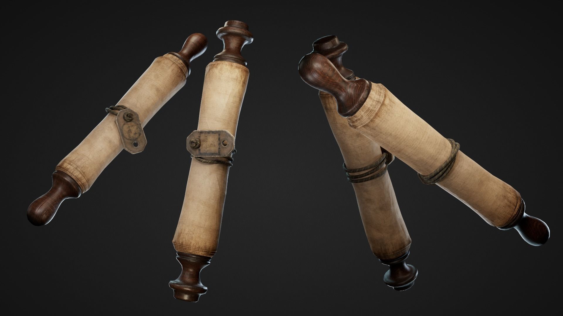Pirate Map and Scrolls Low-poly 3D model_3
