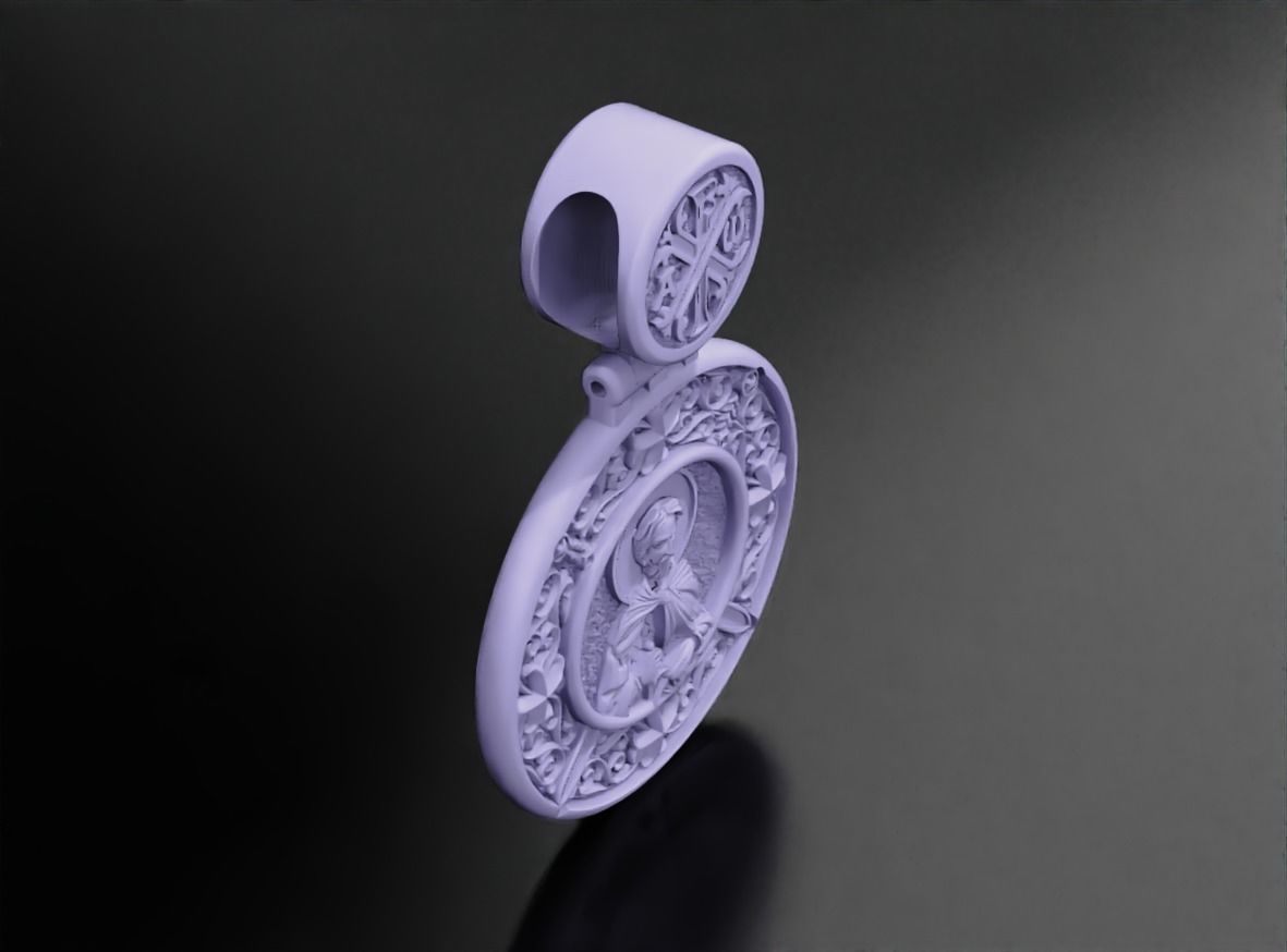 Pendant with Saint Alexander and Guardian Angel 644 3D print model_17