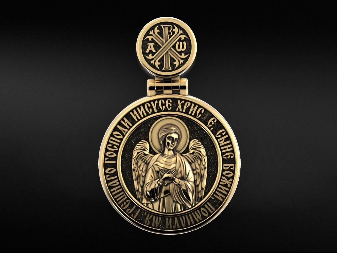 Pendant with Saint Alexander and Guardian Angel 644 3D print model_1