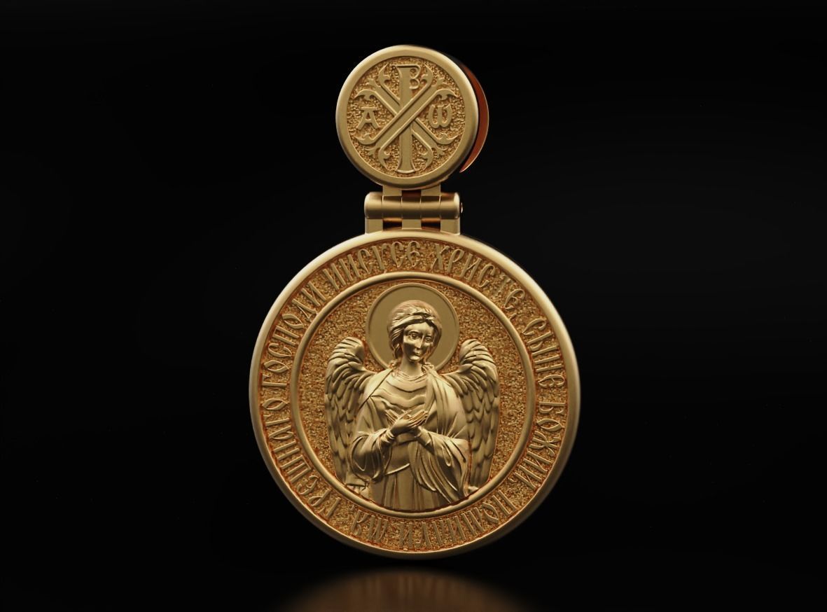 Pendant with Saint Alexander and Guardian Angel 644 3D print model_10