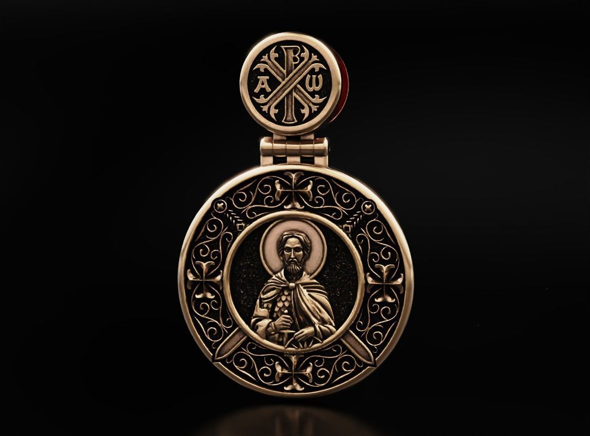 Pendant with Saint Alexander and Guardian Angel 644 3D print model_13