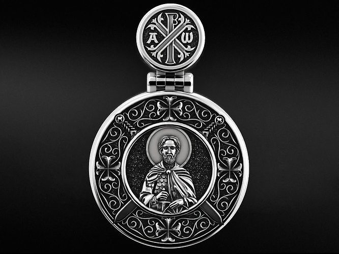 Pendant with Saint Alexander and Guardian Angel 644 3D print model
