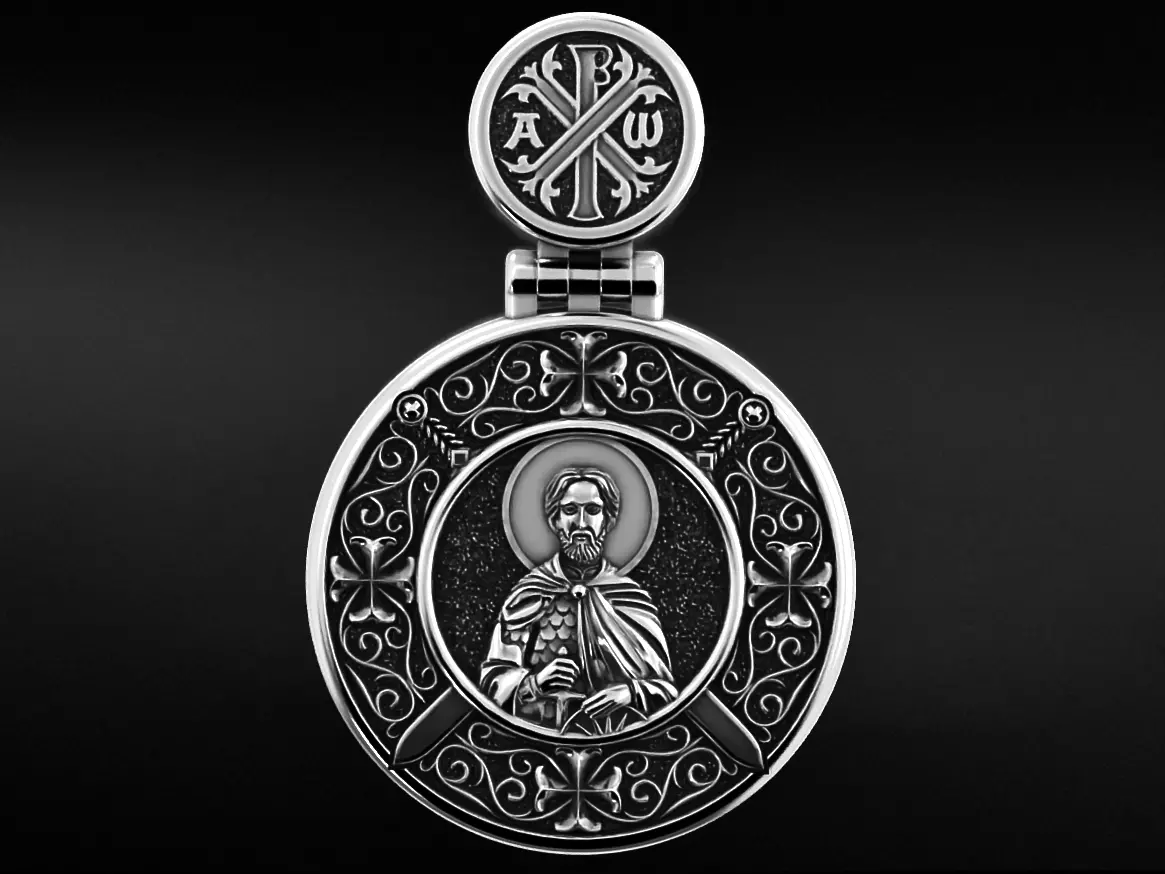 Pendant with Saint Alexander and Guardian Angel 644 3D print model_0