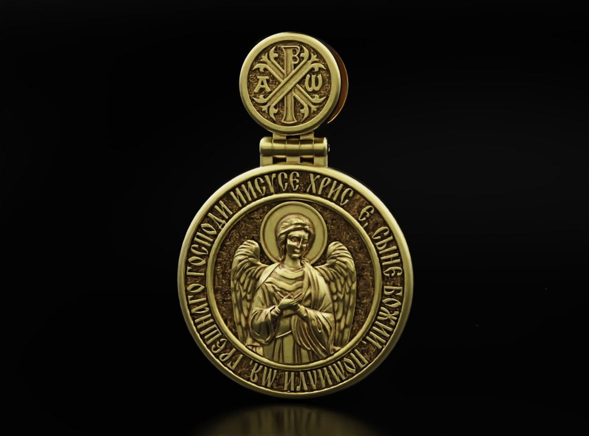 Pendant with Saint Alexander and Guardian Angel 644 3D print model_9