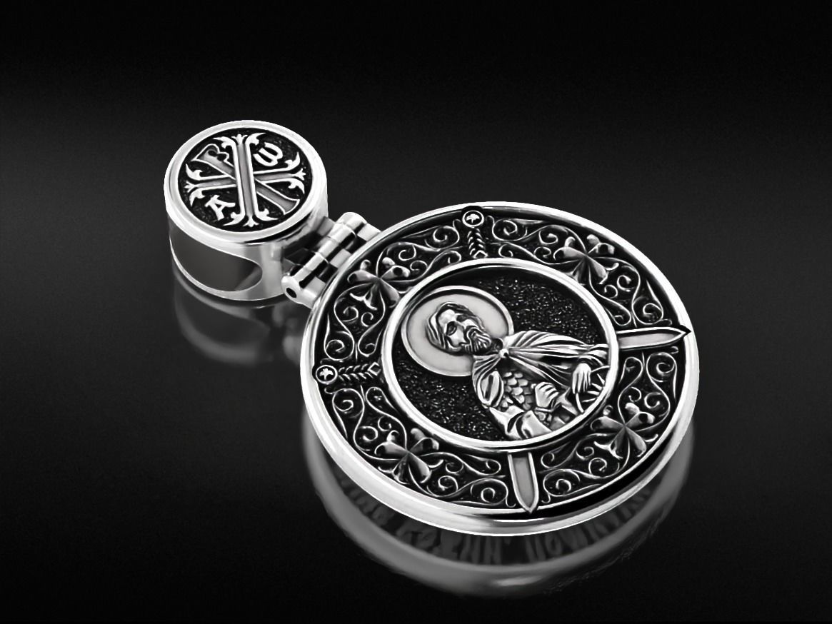Pendant with Saint Alexander and Guardian Angel 644 3D print model_2