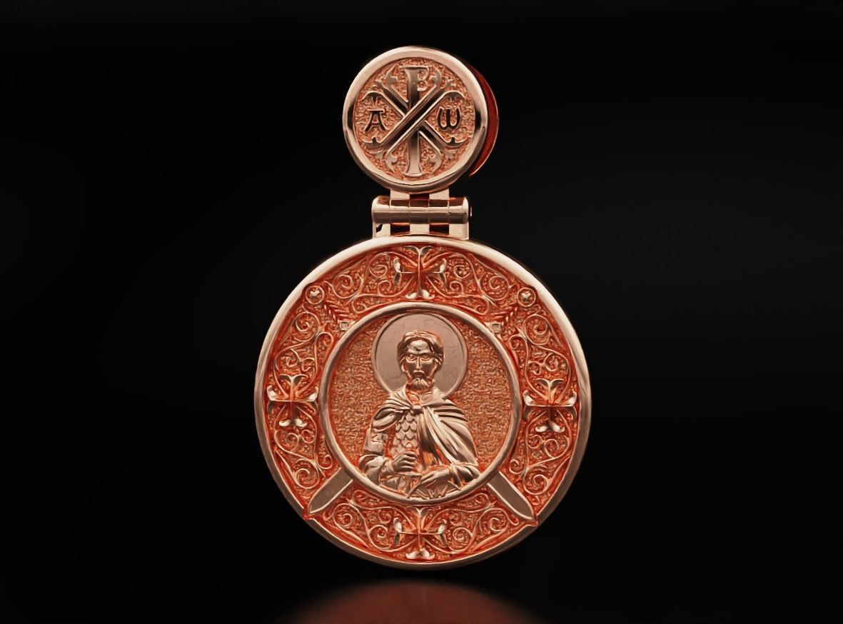 Pendant with Saint Alexander and Guardian Angel 644 3D print model_14