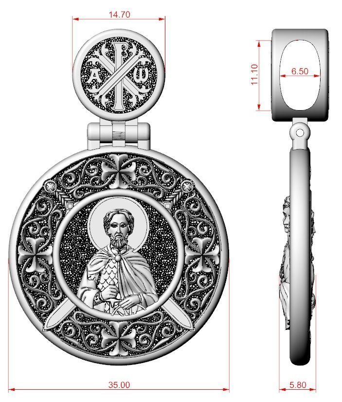 Pendant with Saint Alexander and Guardian Angel 644 3D print model_18
