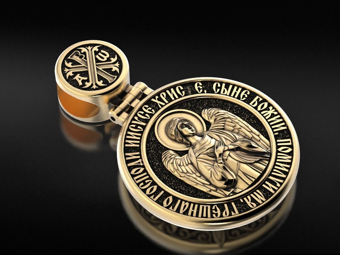Pendant with Saint Alexander and Guardian Angel 644 3D print model_3